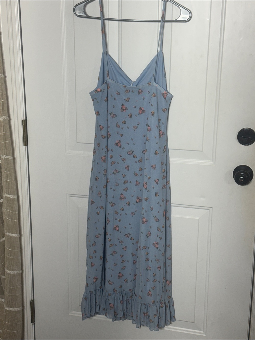 Boutique Dress Light Blue Floral Slip Dress with Ruffled Hem - Picture 2 of 2